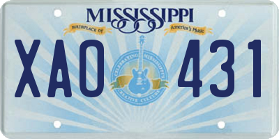MS license plate XAO431