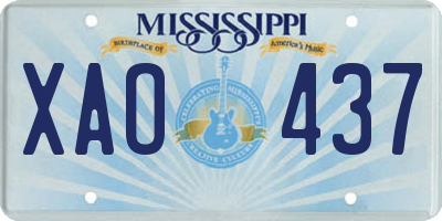 MS license plate XAO437