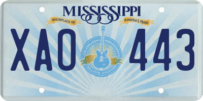 MS license plate XAO443