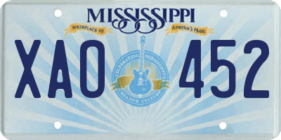 MS license plate XAO452