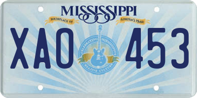 MS license plate XAO453
