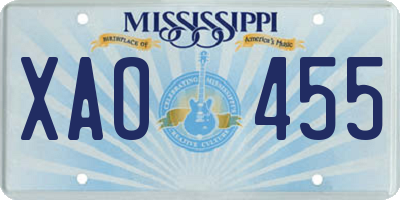 MS license plate XAO455
