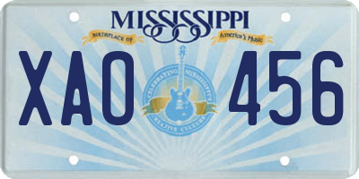 MS license plate XAO456