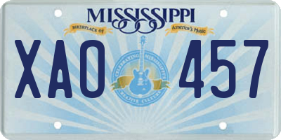 MS license plate XAO457