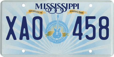MS license plate XAO458