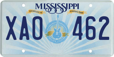 MS license plate XAO462