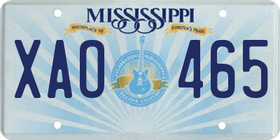 MS license plate XAO465