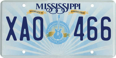 MS license plate XAO466