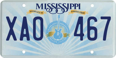 MS license plate XAO467