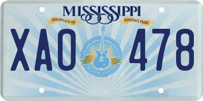 MS license plate XAO478