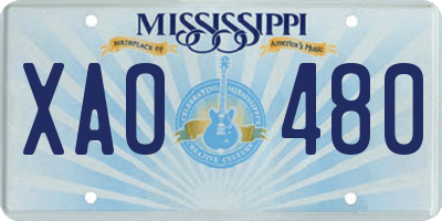 MS license plate XAO480
