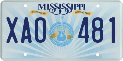 MS license plate XAO481