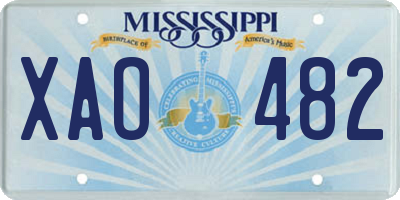 MS license plate XAO482