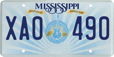 MS license plate XAO490