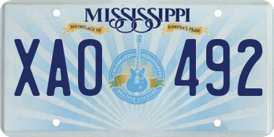 MS license plate XAO492