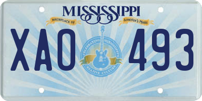 MS license plate XAO493