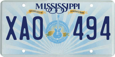 MS license plate XAO494