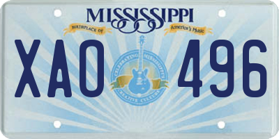 MS license plate XAO496