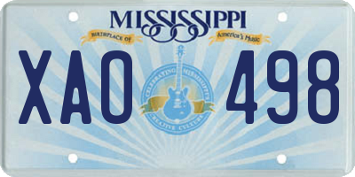 MS license plate XAO498