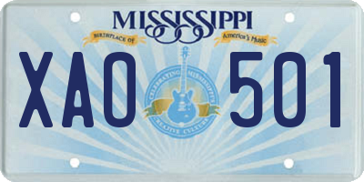MS license plate XAO501