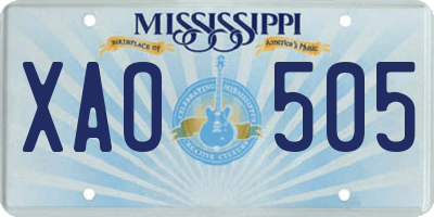 MS license plate XAO505