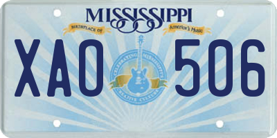 MS license plate XAO506