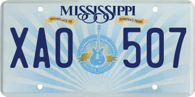 MS license plate XAO507