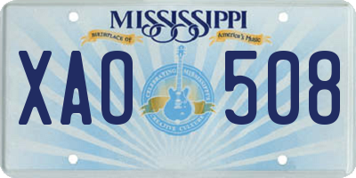 MS license plate XAO508