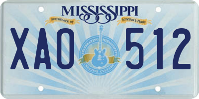 MS license plate XAO512