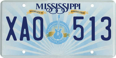 MS license plate XAO513