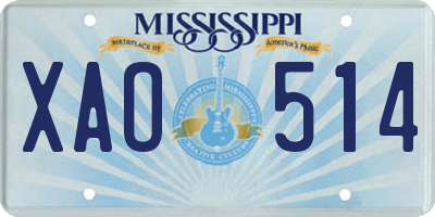 MS license plate XAO514