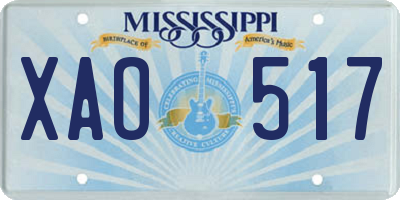 MS license plate XAO517