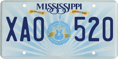 MS license plate XAO520