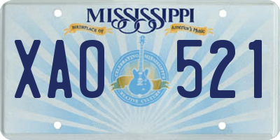 MS license plate XAO521