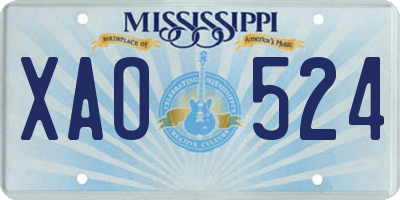 MS license plate XAO524
