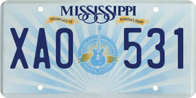 MS license plate XAO531