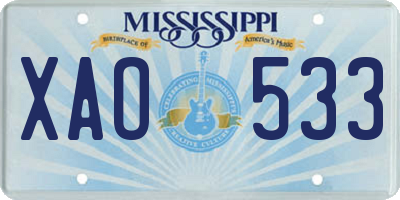 MS license plate XAO533