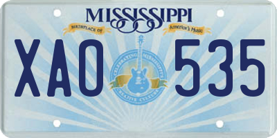 MS license plate XAO535