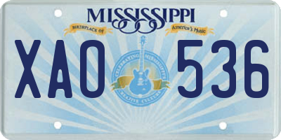 MS license plate XAO536