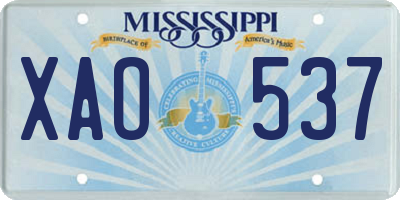 MS license plate XAO537