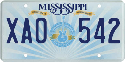 MS license plate XAO542
