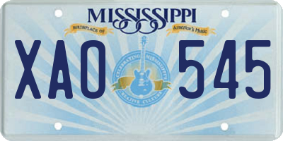 MS license plate XAO545