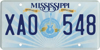 MS license plate XAO548