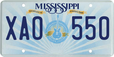 MS license plate XAO550