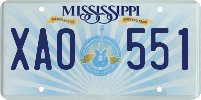 MS license plate XAO551