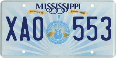 MS license plate XAO553