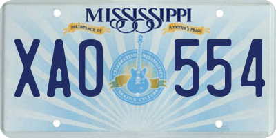 MS license plate XAO554