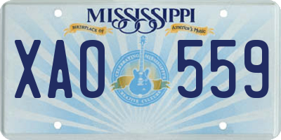 MS license plate XAO559