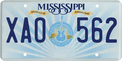 MS license plate XAO562