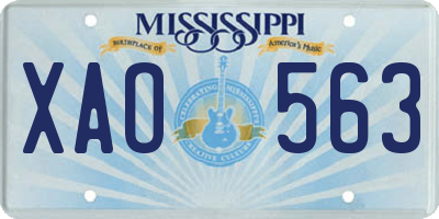 MS license plate XAO563